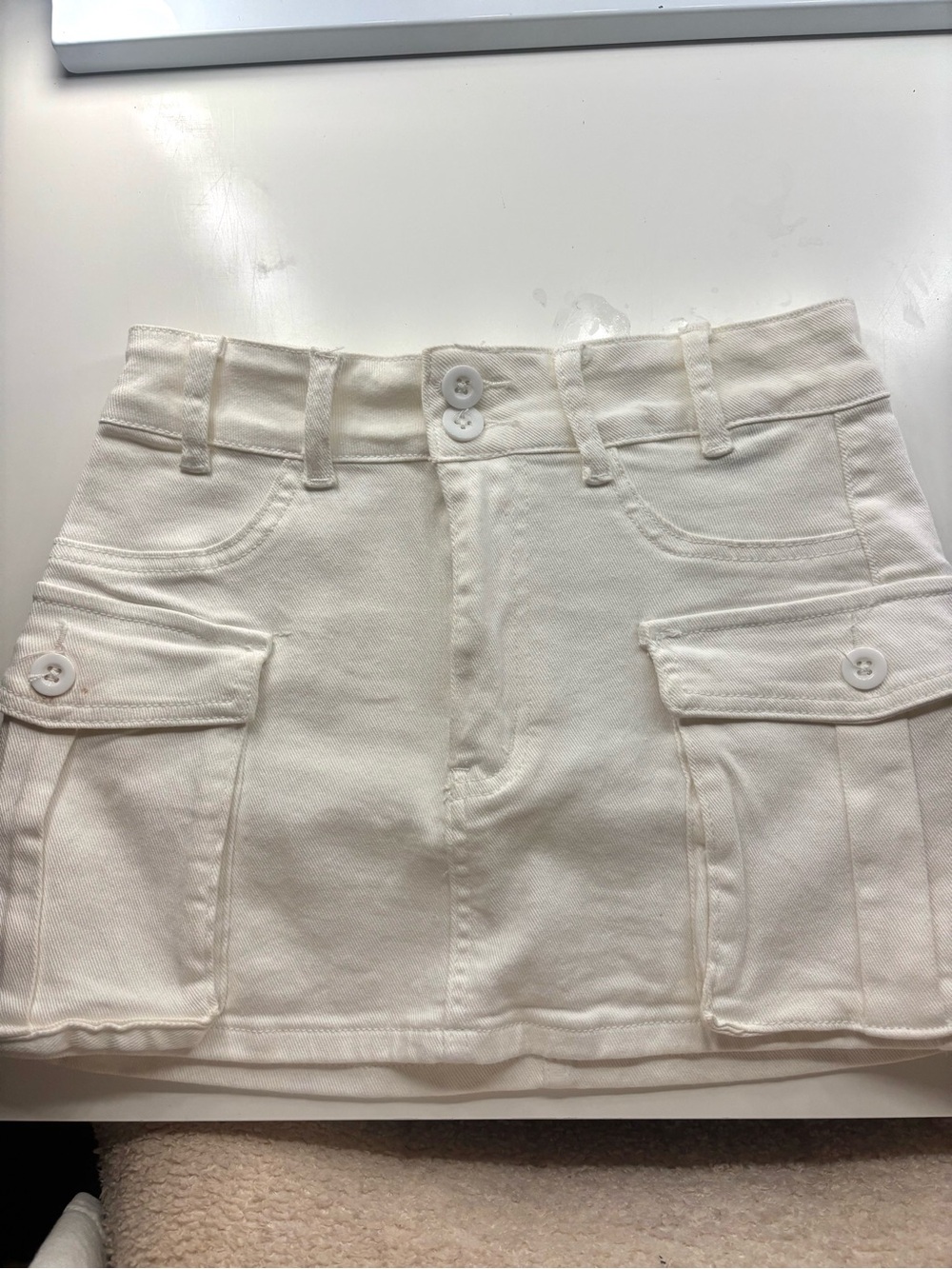 H&M Off-White Cargo Pocket Mini Skirt